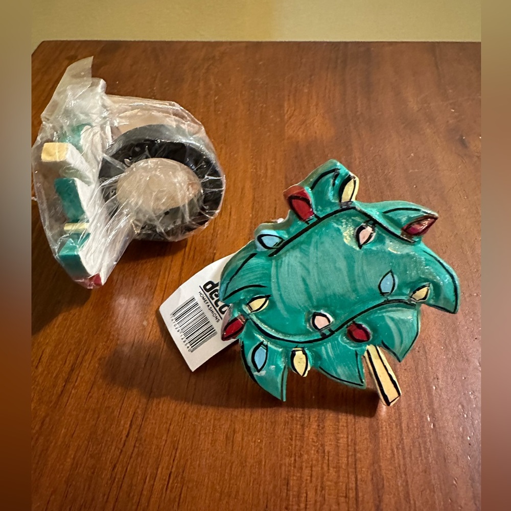 Fire Works Napkin Ring Palm Tree  🌴 With Painted Lights - 2 Pair NWT